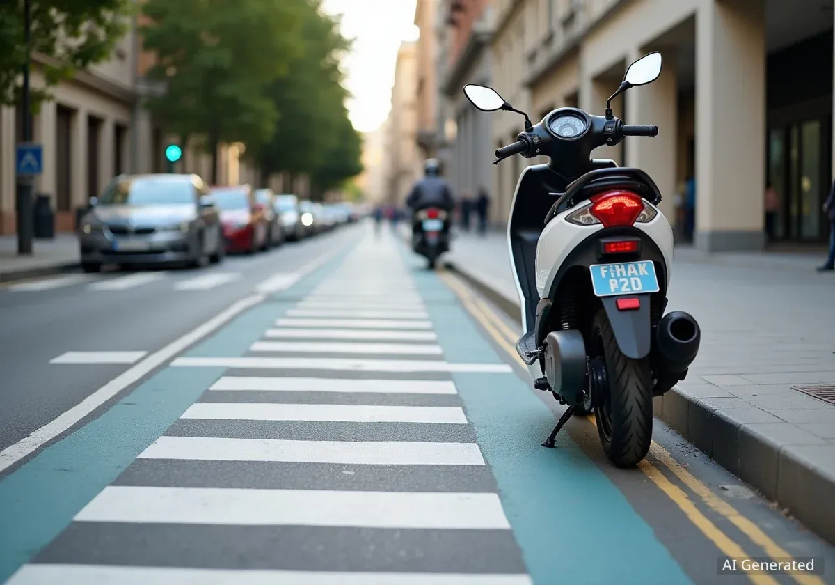 Valencia cambia aparcamientos de coche por moto junto a pasos de peatones