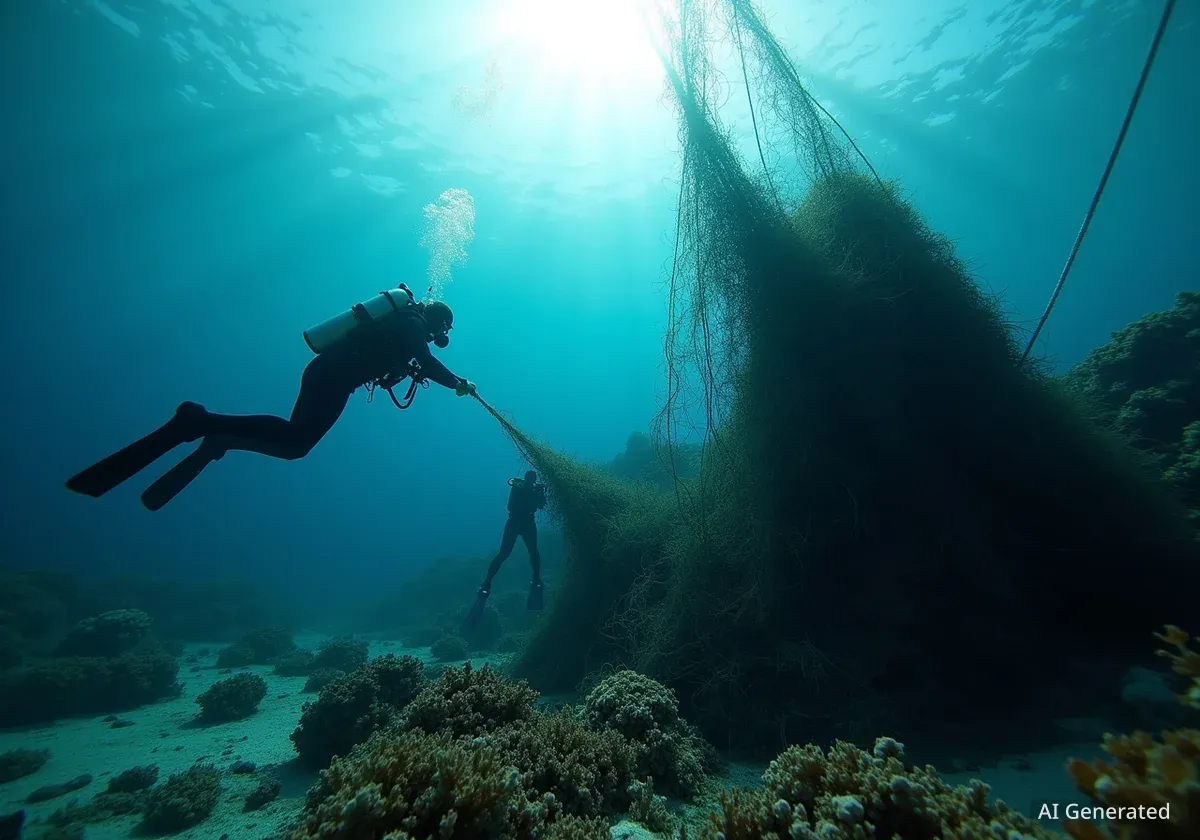 Retiran 200 kilos de redes fantasma en la costa de Orpesa
